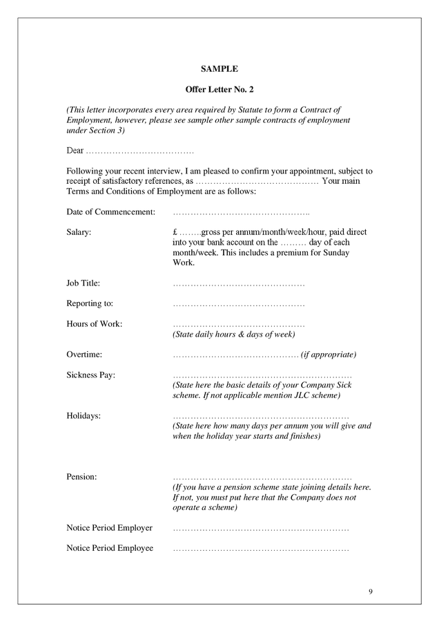 Collection of recruitment / rejection letters in Word and Pdf formats