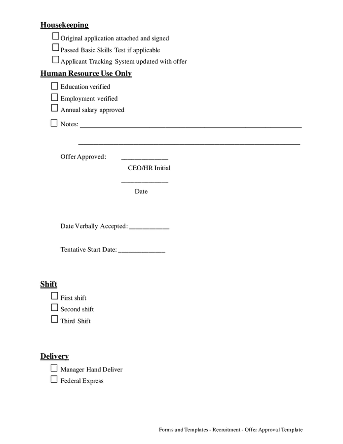 Company offer approval form in Word and Pdf formats - page 2 of 2