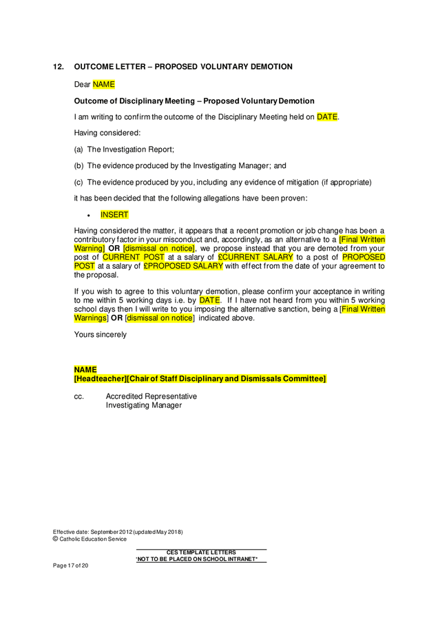 Disciplinary Policy And Procedure Template Letters Catholic School In Disciplinary Policy And Procedure Template Letters Catholic School In