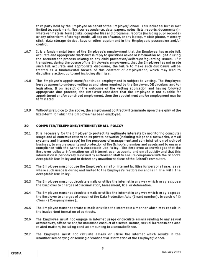 Contract of employment for teacher - fixed term in Word and Pdf formats ...