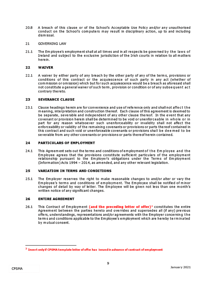 Contract of employment for teacher - fixed term in Word and Pdf formats ...