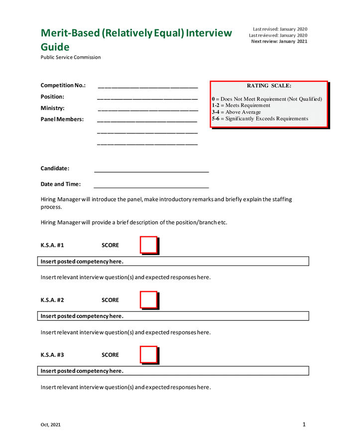 Meritbased interview guide in Word and Pdf formats