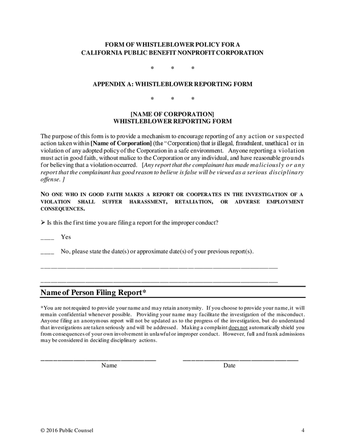 Whistleblower Policy In Word And Pdf Formats - Page 4 Of 6