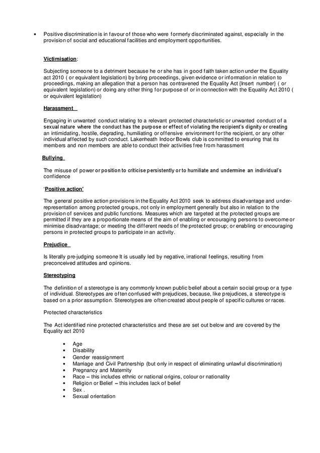 Equality And Diversity Policy Sample In Word And Pdf Formats - Page 3 Of 4