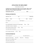 Employment application form page 1 preview