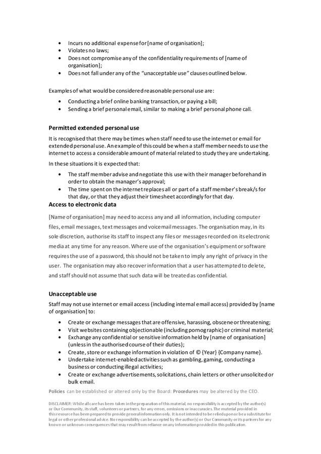 Acceptable use of electronic media policy in Word and Pdf formats page 4 of 5