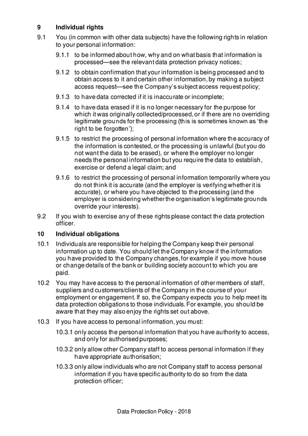 Data Protection Policy In Word And Pdf Formats Page 4 Of 6