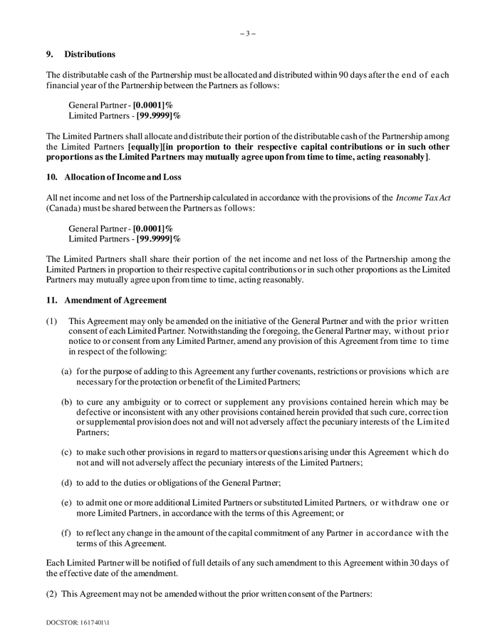 Limited Partnership Agreement In Word And Pdf Formats Page 3 Of 7   Limited Partnership Agreement 1 3 