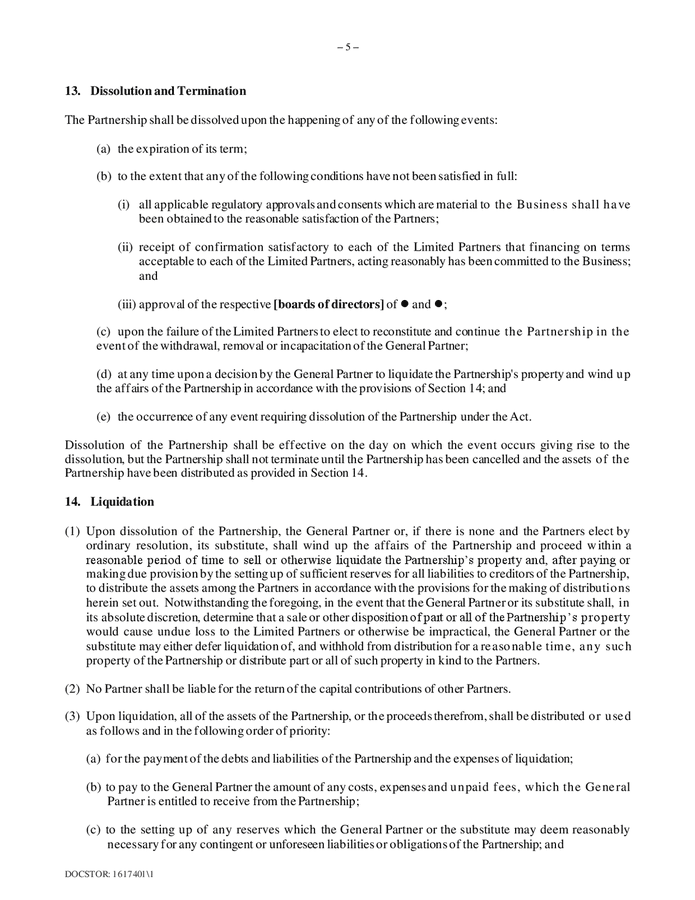 Limited Partnership Agreement In Word And Pdf Formats Page 5 Of 7   Limited Partnership Agreement 1 5 