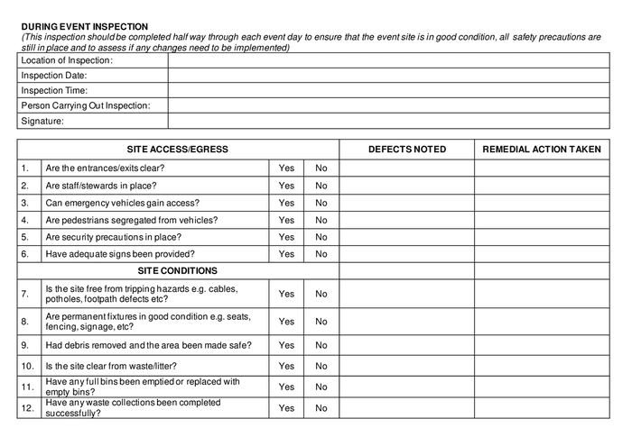 Event safety inspection checklists in Word and Pdf formats - page 4 of 8