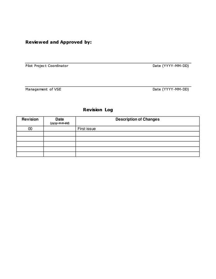 Project pilot plan template in Word and Pdf formats page 2 of 6
