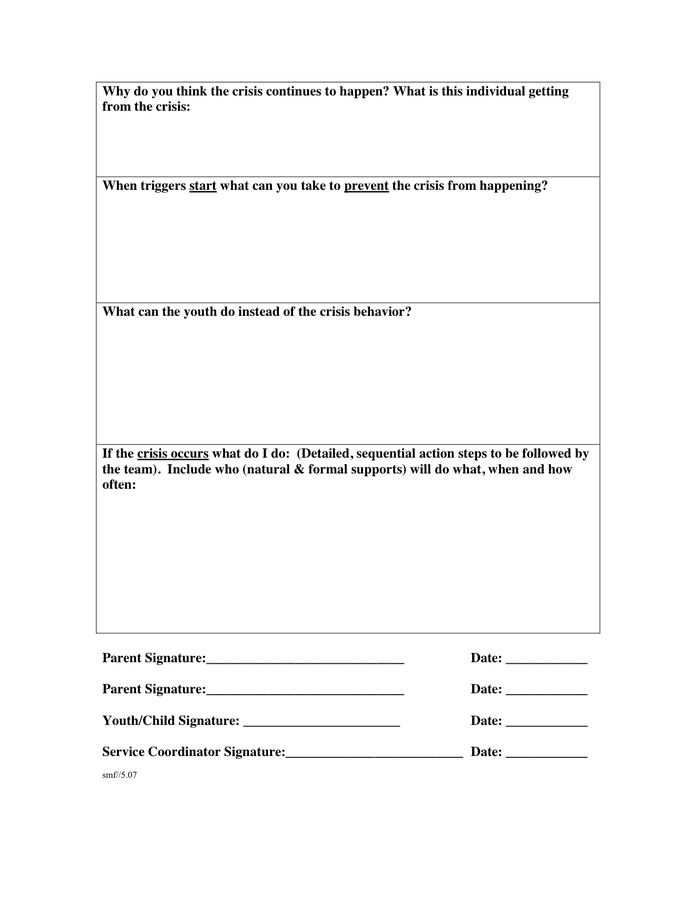 Crisis/Safety Plan in Word and Pdf formats - page 3 of 3