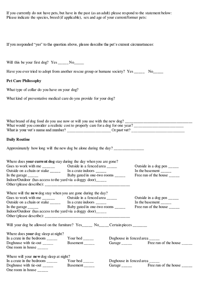 Sample foster parent/adoption application in Word and Pdf formats ...