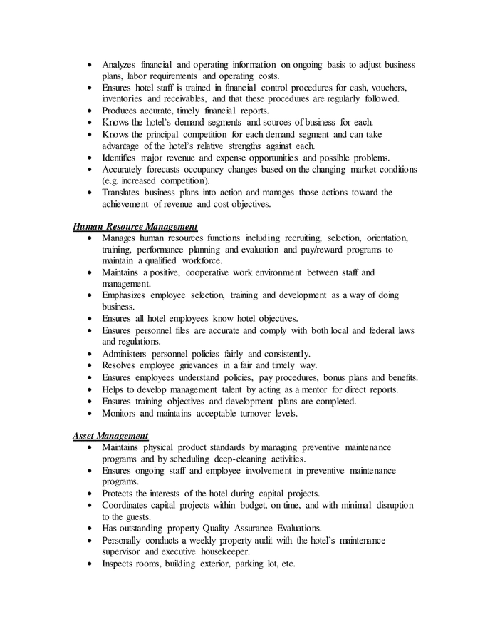 General Manager Job Description In Word And Pdf Formats Page 2 Of 3