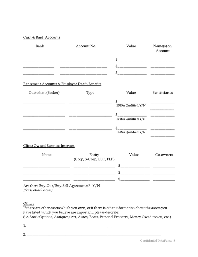 Estate Planning Questionnaire In Word And Pdf Formats - Page 5 Of 9