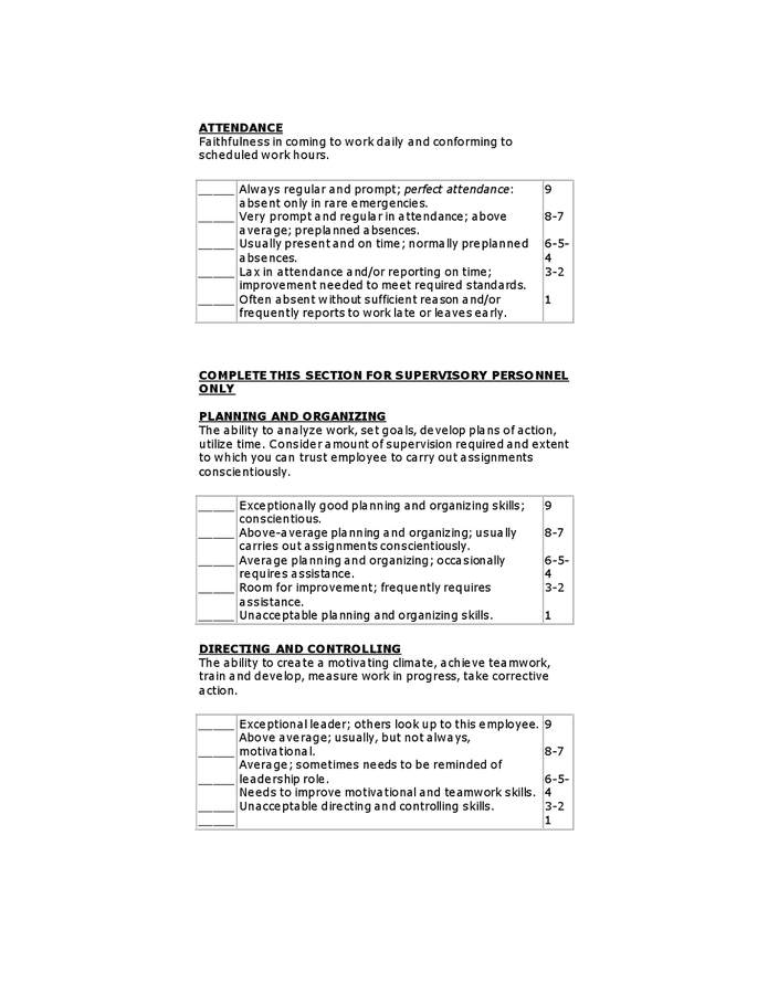 Performance review and development template in Word and Pdf formats ...