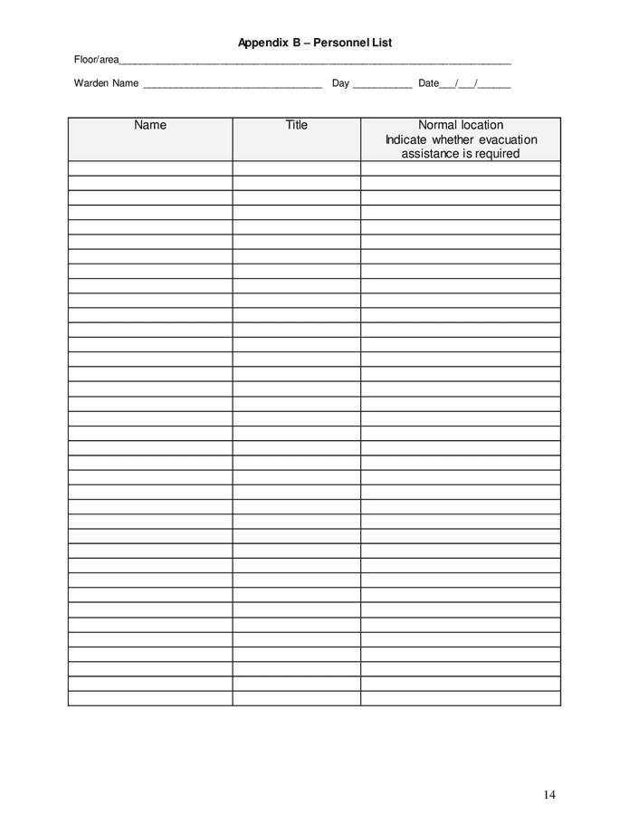 Emergency response plan template in Word and Pdf formats - page 14 of 20