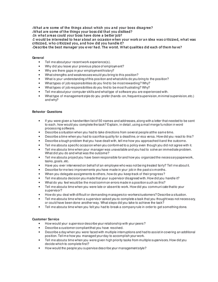 Sample interview questions in Word and Pdf formats - page 2 of 4