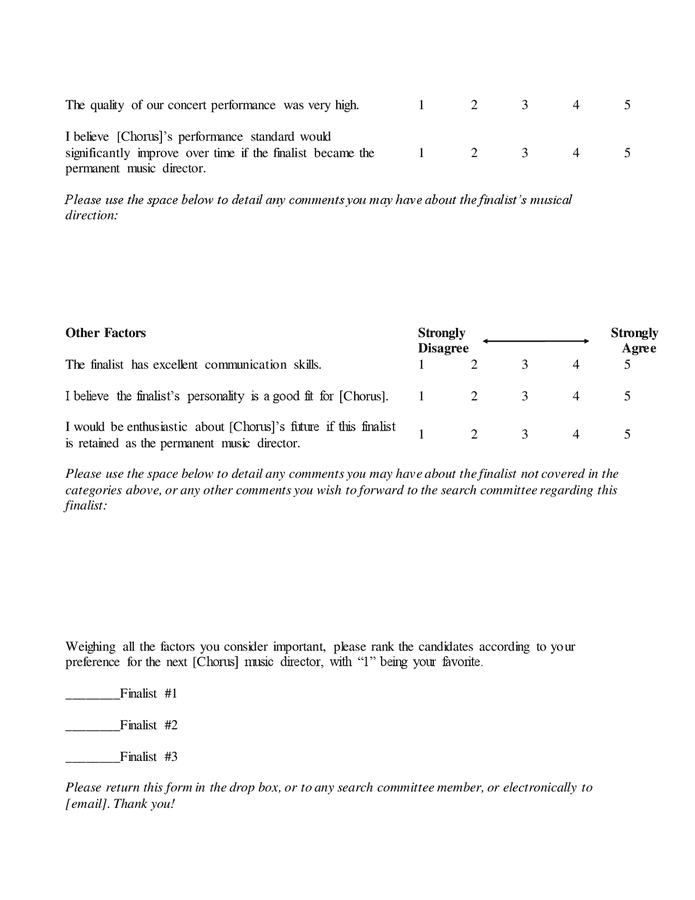 Chorus conductor audition evaluation form in Word and Pdf formats ...
