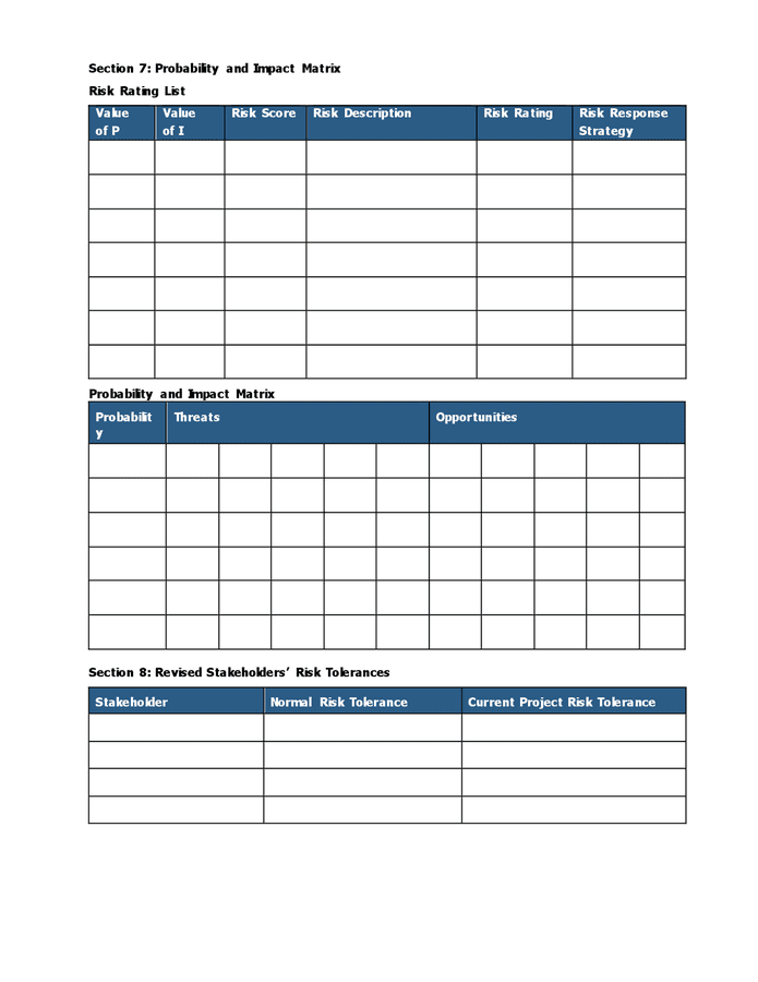 Risk management plan template in Word and Pdf formats - page 5 of 6