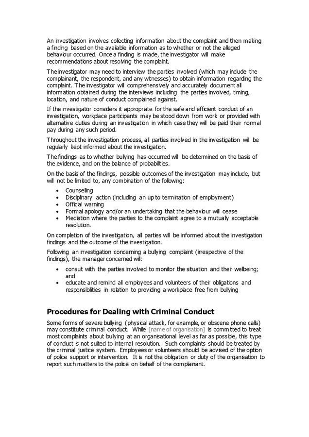 Bullying policy in Word and Pdf formats page 6 of 7