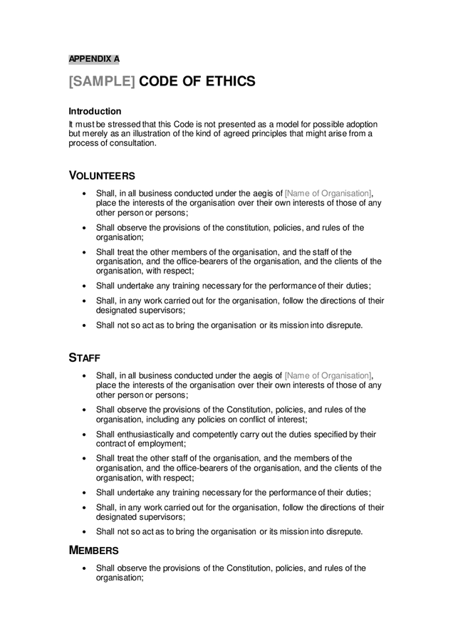 Code Of Ethics Policy In Word And Pdf Formats Page 4 Of 5