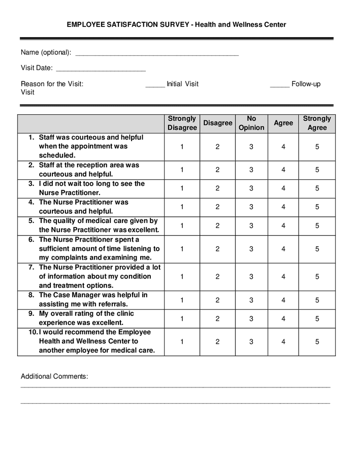 Employee satisfaction survey - health and wellness center in Word and ...