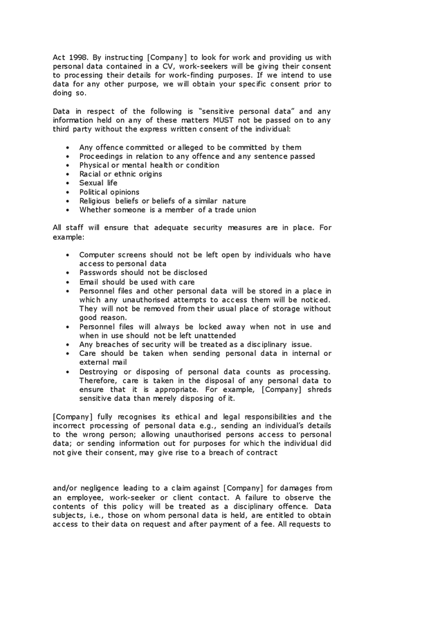 Information Security And Data Protection Policy