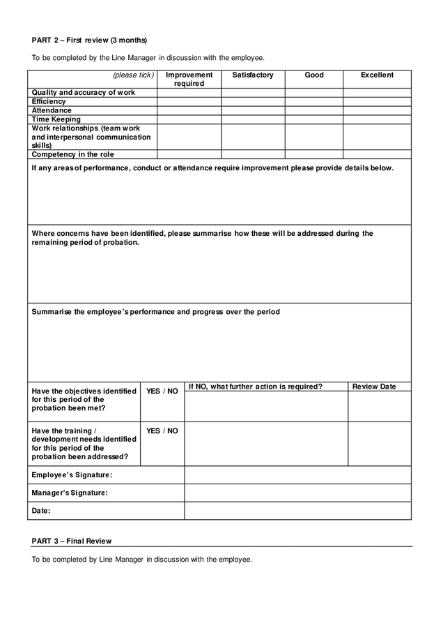 Probation Review Form In Word And Pdf Formats Page 2 Of 3