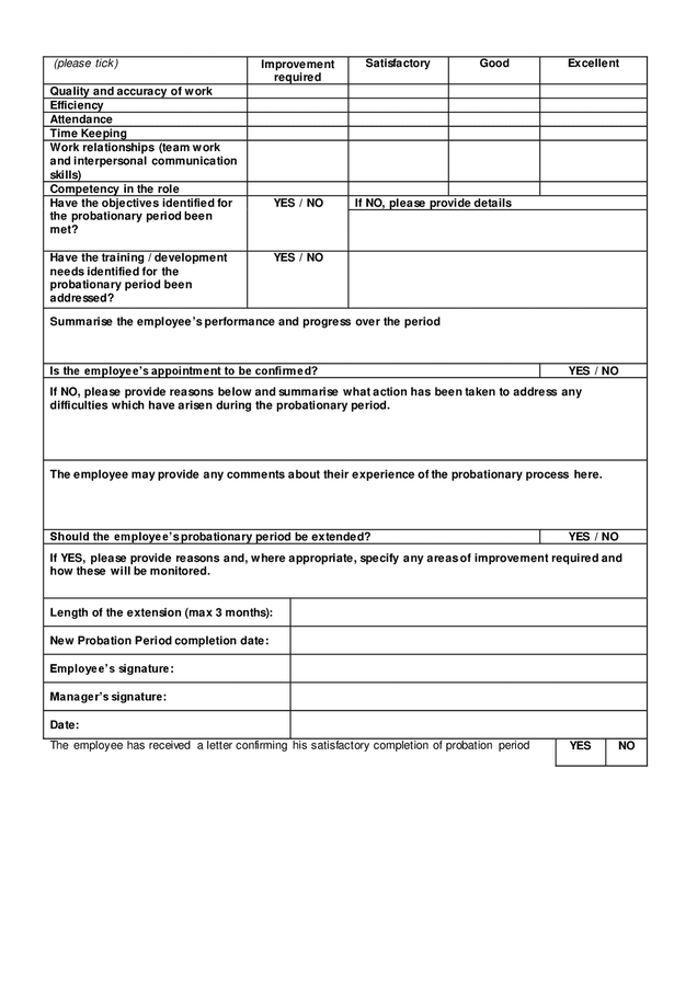 Probation review form in Word and Pdf formats - page 3 of 3