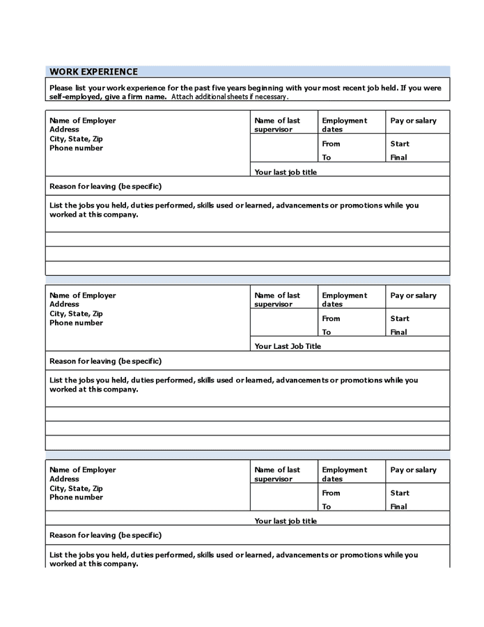 Application for employment in Word and Pdf formats - page 2 of 5