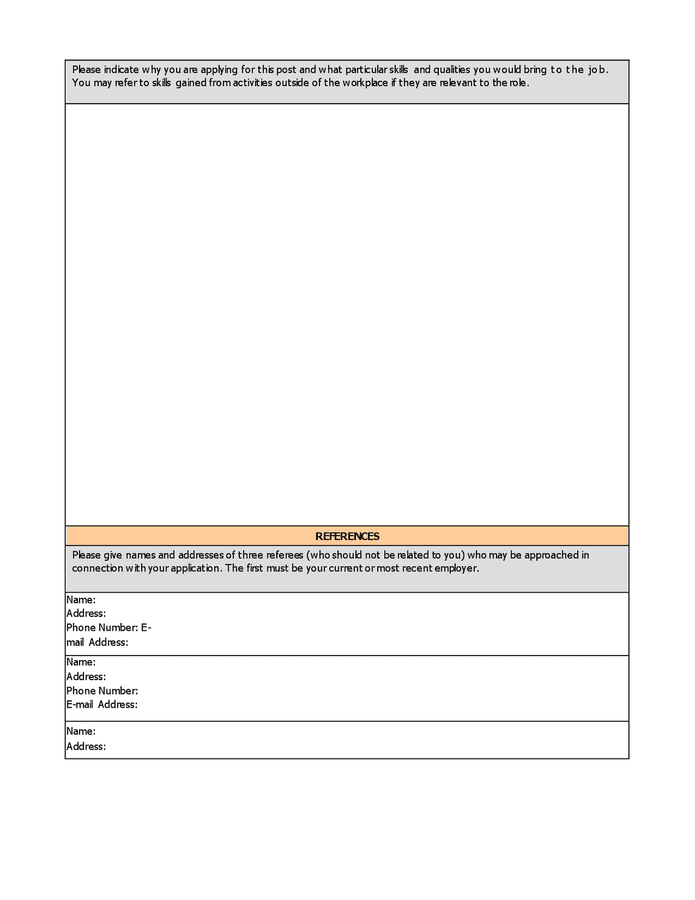 Job application form in Word and Pdf formats - page 3 of 4