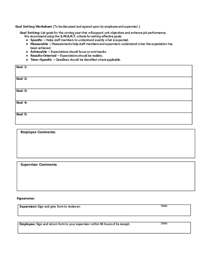 90-day performance review form in Word and Pdf formats - page 3 of 3