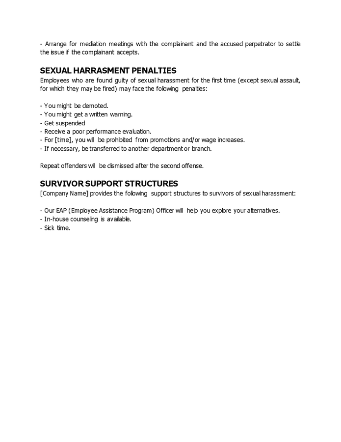 Sexual Harassment Policy In Word And Pdf Formats Page 3 Of 3