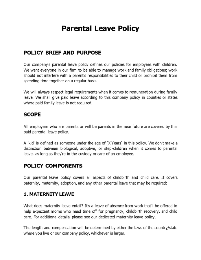 parental-leave-policy-in-word-and-pdf-formats