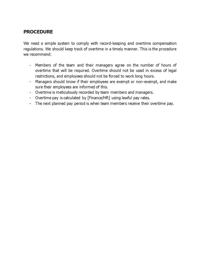 Company's overtime policy in Word and Pdf formats page 5 of 5
