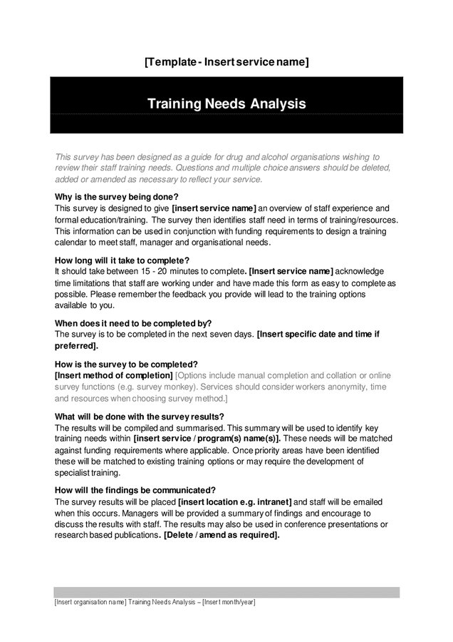 Training Needs Analysis Form In Word And Pdf Formats 5408