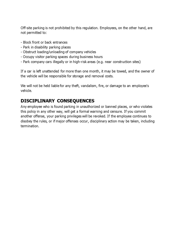 Employee parking policy in Word and Pdf formats - page 3 of 3