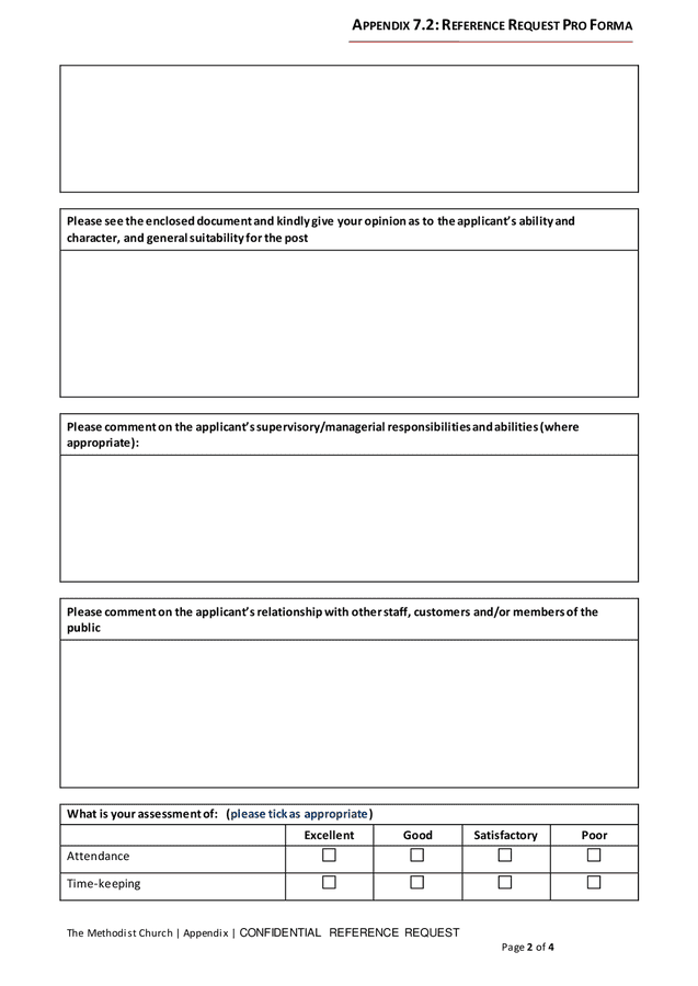 Reference request letter and form (Methodist church) in Word and Pdf ...