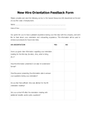 New hire orientation feedback form page 1 preview