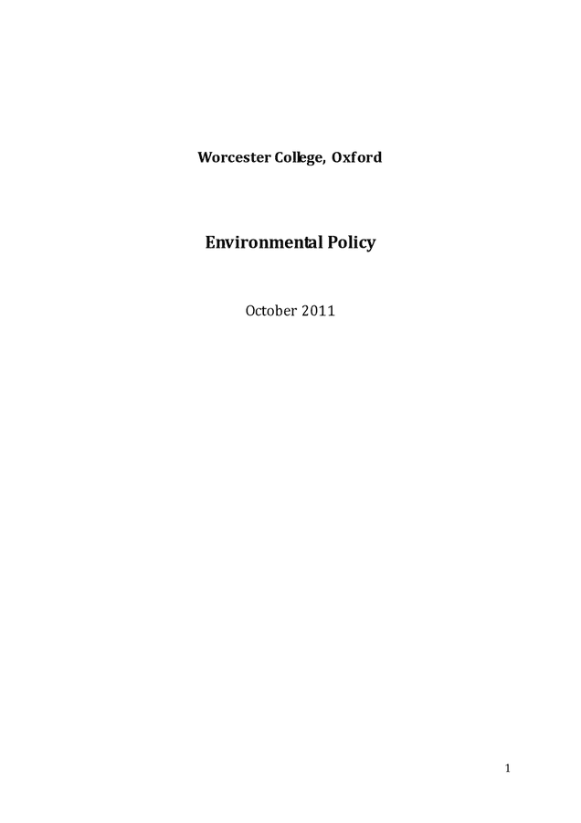 College Environmental Policy Sample In Word And Pdf Formats