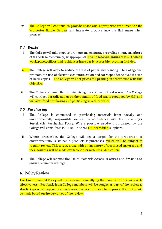 College Environmental Policy Sample In Word And Pdf Formats Page 5 Of 6 College Environmental Policy Sample In Word And Pdf Formats Page 5 Of 6