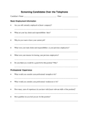 Applicant screening form - telephone page 1 preview
