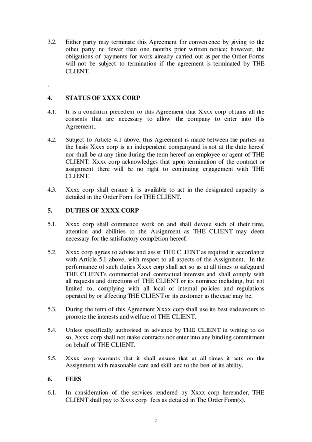 Consultancy agreement template in Word and Pdf formats page 2 of 7