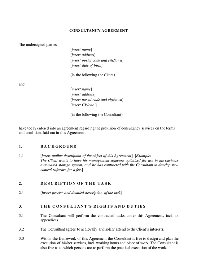 Consultancy Agreement In Word And Pdf Formats Page 2 Of 9   Consultancy Agreement 1 2 