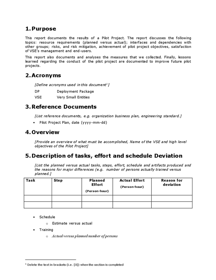 Project Pilot Report Template In Word And Pdf Formats Page 4 Of 7