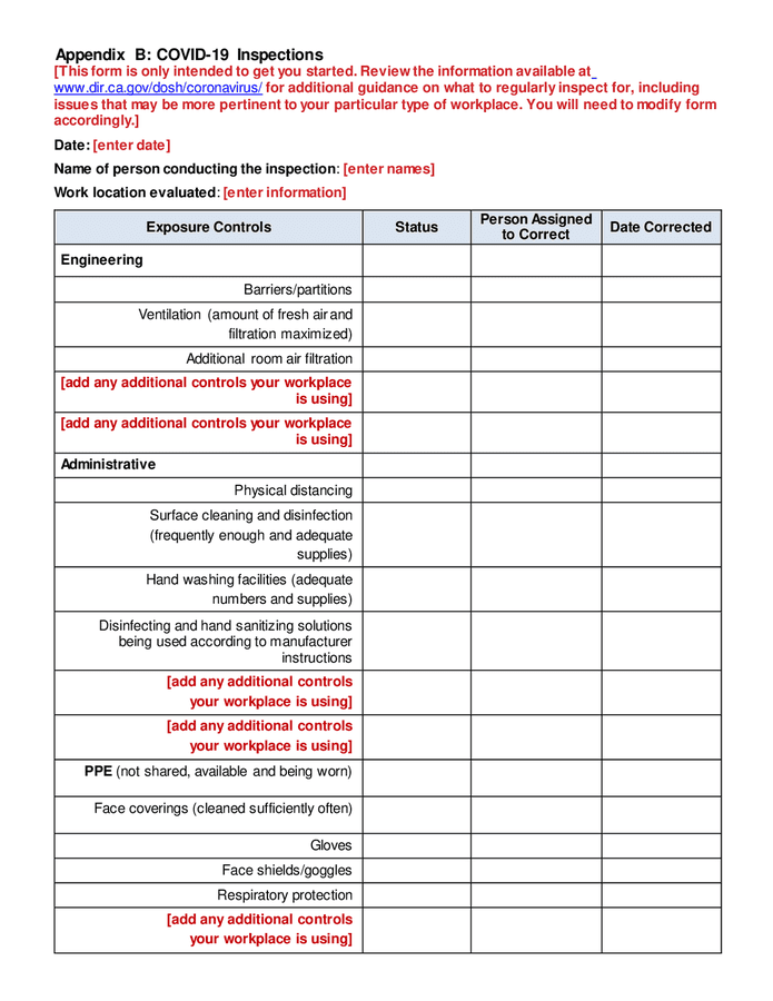 Model Covid-19 prevention program in Word and Pdf formats - page 9 of 20