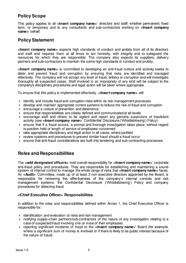 Anti Fraud Bribery And Corruption Policy United Kingdom In Word And   Anti Fraud Bribery And Corruption Policy United Kingdom 1 2 