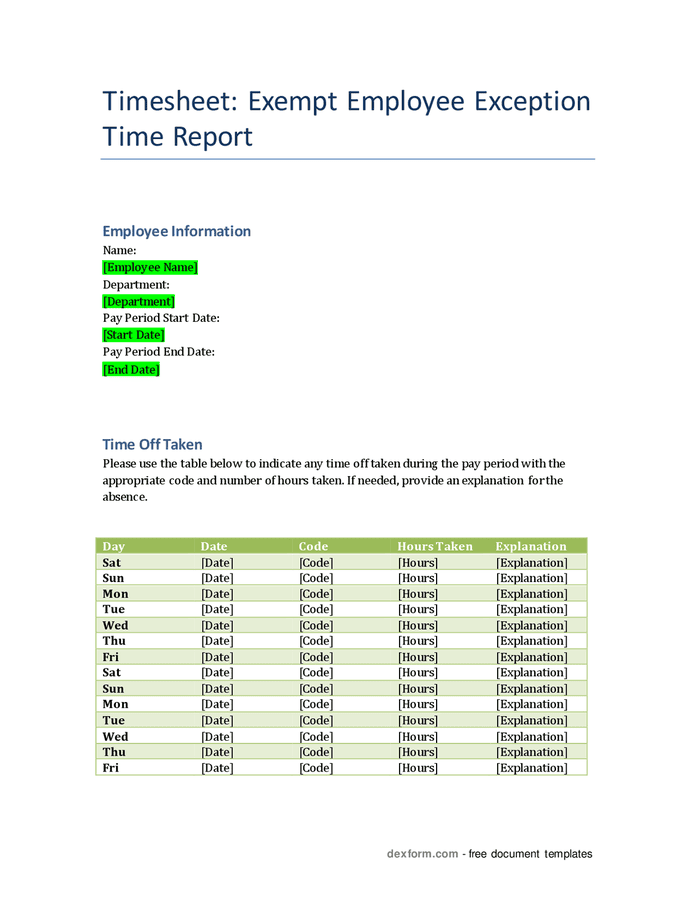 exempt-employee-exception-time-report-in-word-and-pdf-formats