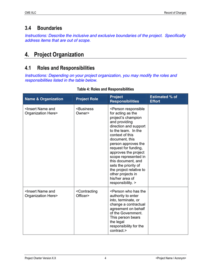 Project Charter in Word and Pdf formats - page 7 of 26